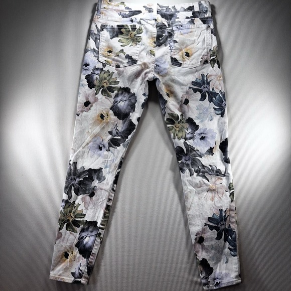 7 For All Mankind Floral Print Ankle Skinny Jeans Size 32 Made In USA - Picture 12 of 14